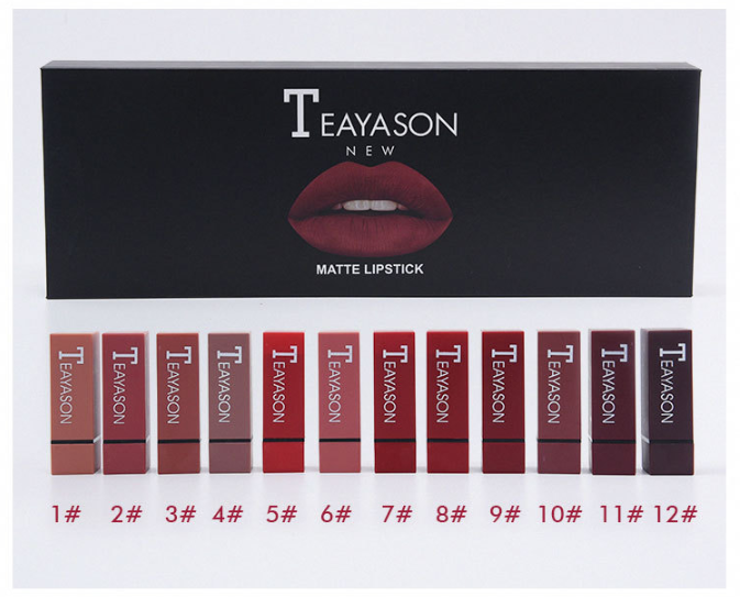 12-Color Square Tube Matte Lipstick