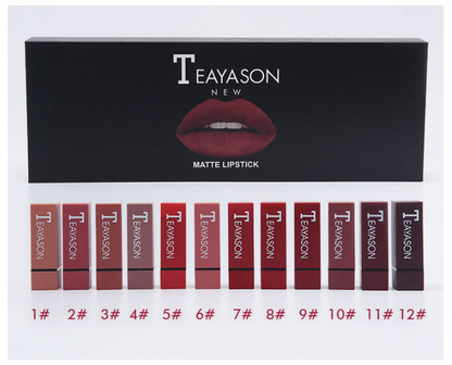 12-Color Square Tube Matte Lipstick