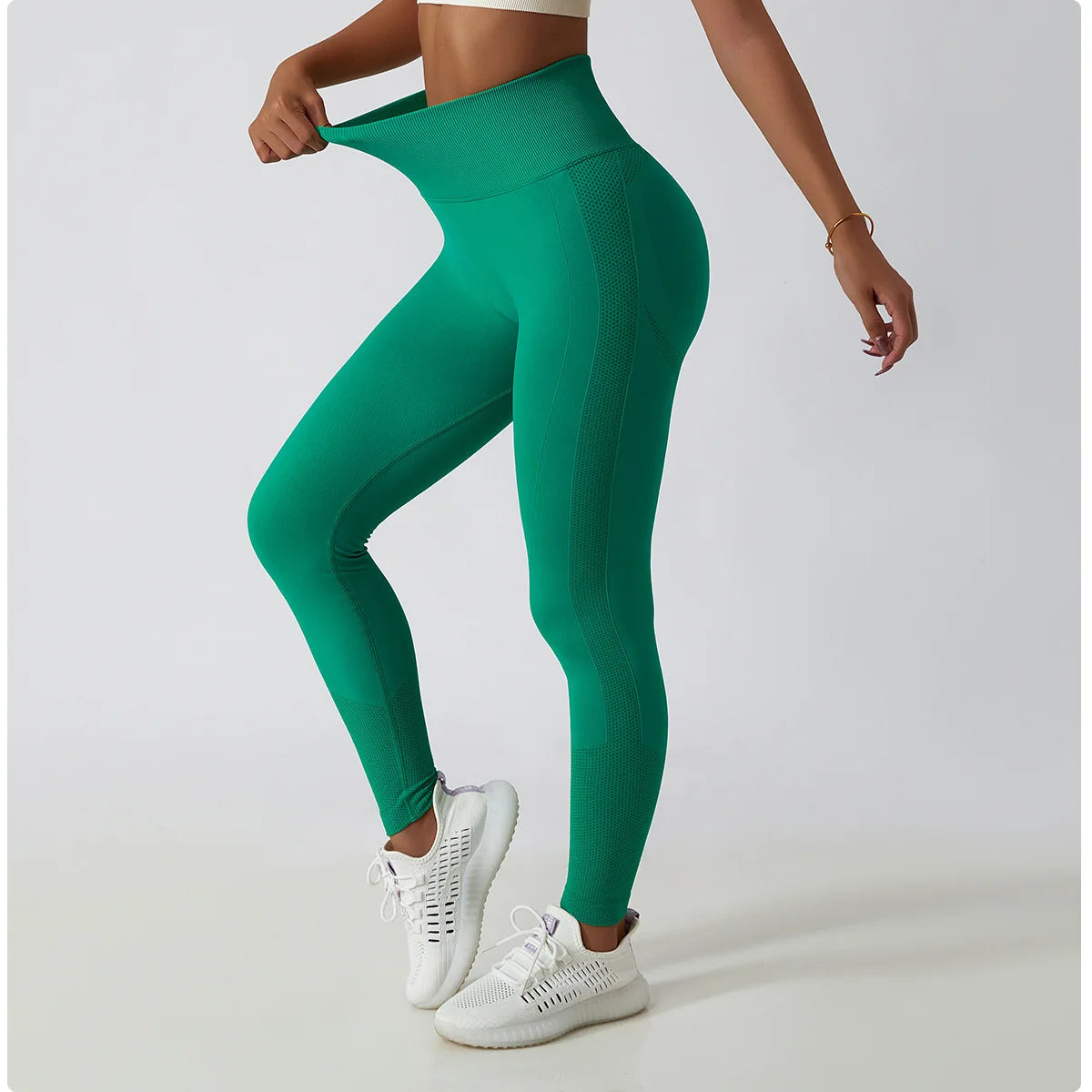 Solid Color Ribbed Seamless Yoga Pants High Waist Gym Leggings Sport Women Fitness Female Legging Tummy Control Running Tights