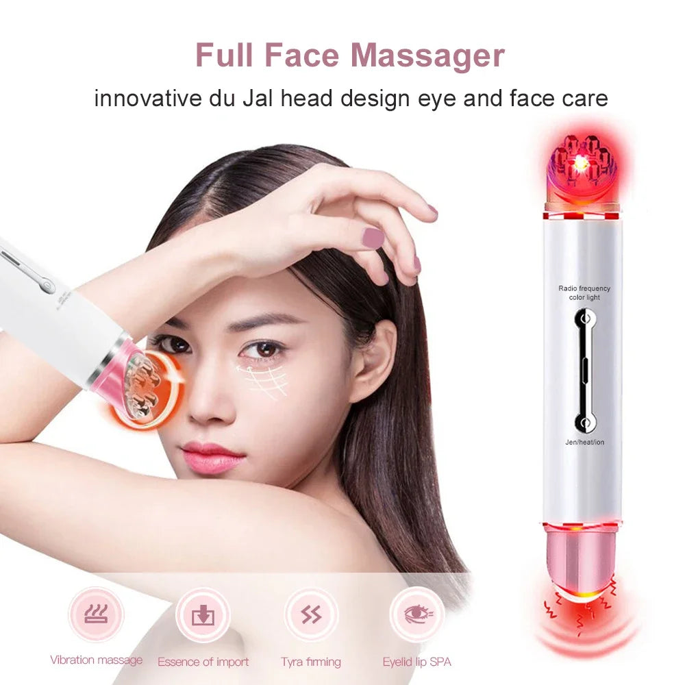 EMS Face Lifting Roller Y Shape Electric Facial Lift Up Massager Eye Massage Instrument with Heat Vibration Home Use Beauty Tool