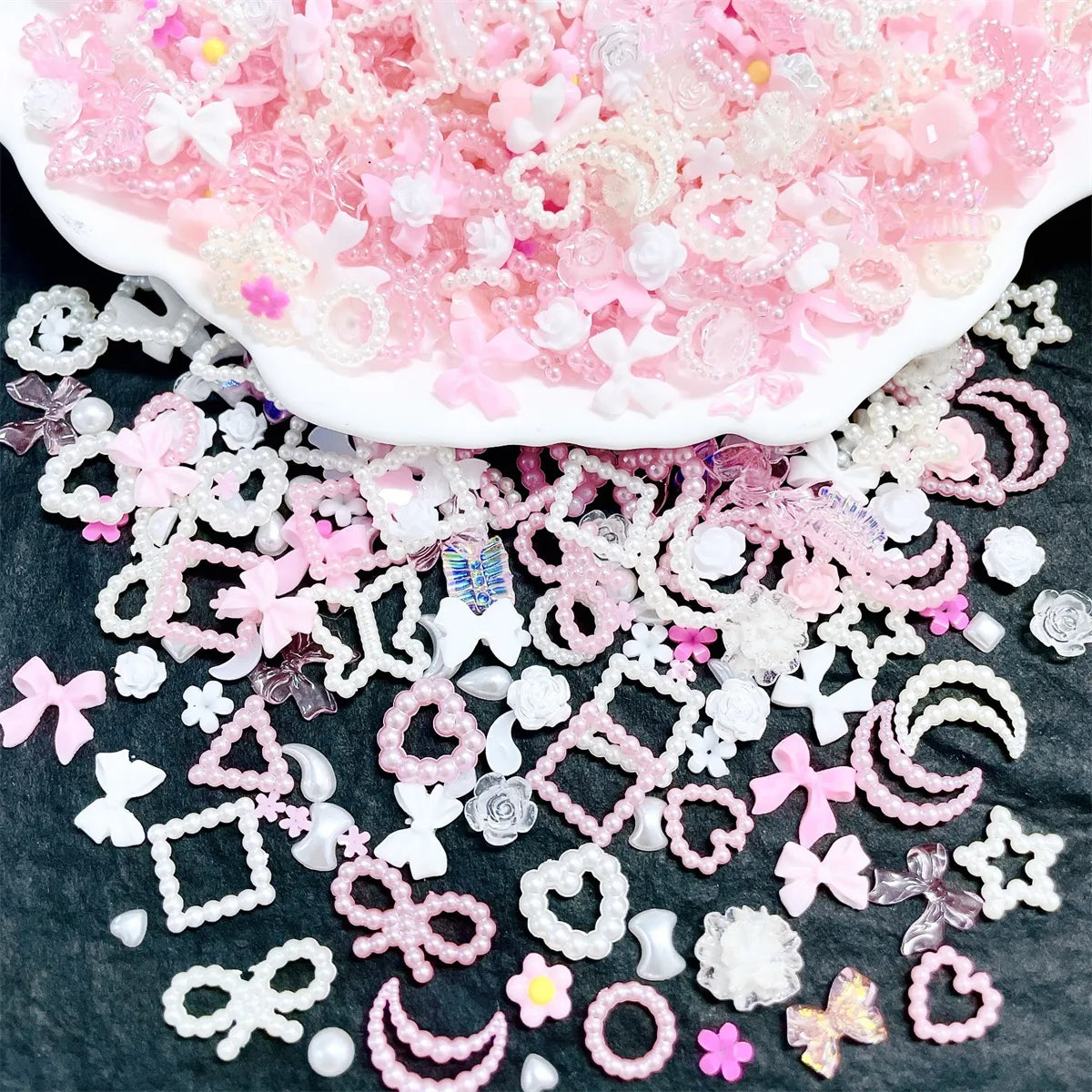 50pcs 3D Kawaii Pink Nail Art Charms