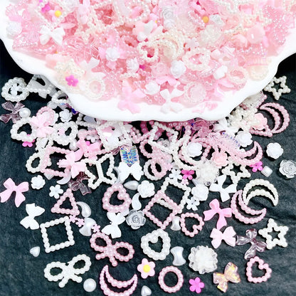 50pcs 3D Kawaii Pink Nail Art Charms