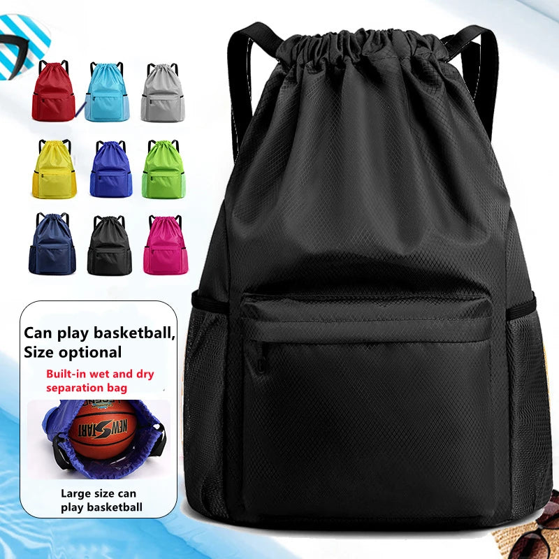 Sports Drawstring Backpack String Bag Sackpack With Large Capacity Gym Swim Beach For Women And Men To Hold Daily