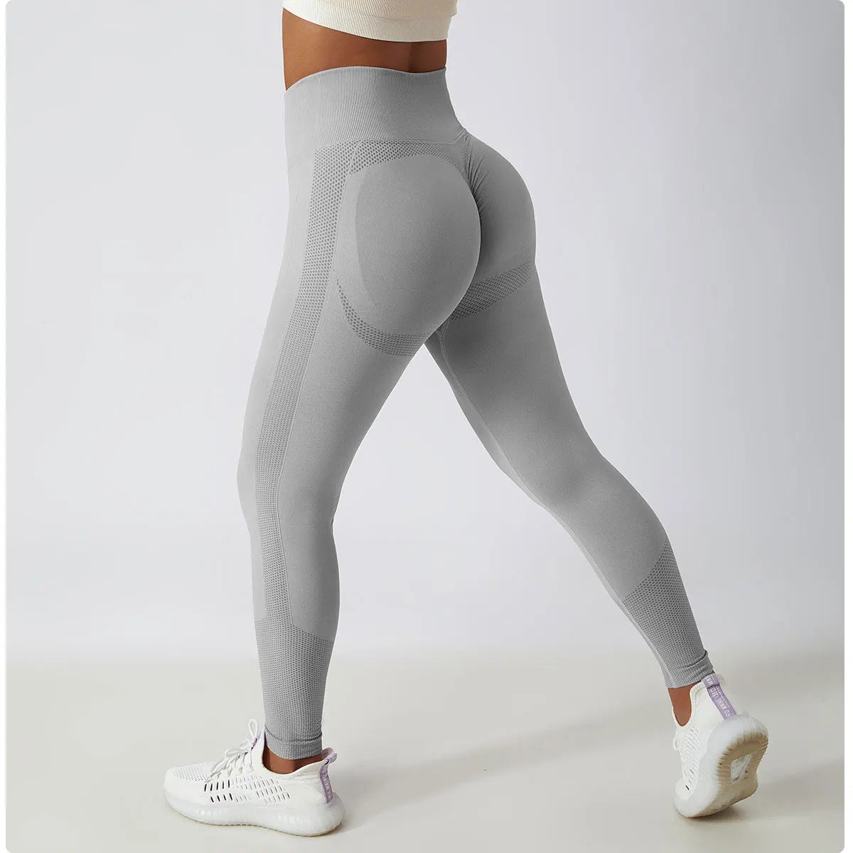 Solid Color Ribbed Seamless Yoga Pants High Waist Gym Leggings Sport Women Fitness Female Legging Tummy Control Running Tights