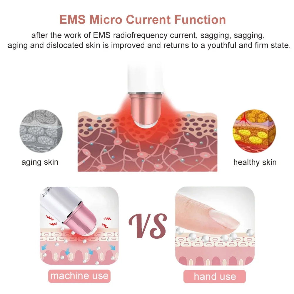 EMS Face Lifting Roller Y Shape Electric Facial Lift Up Massager Eye Massage Instrument with Heat Vibration Home Use Beauty Tool