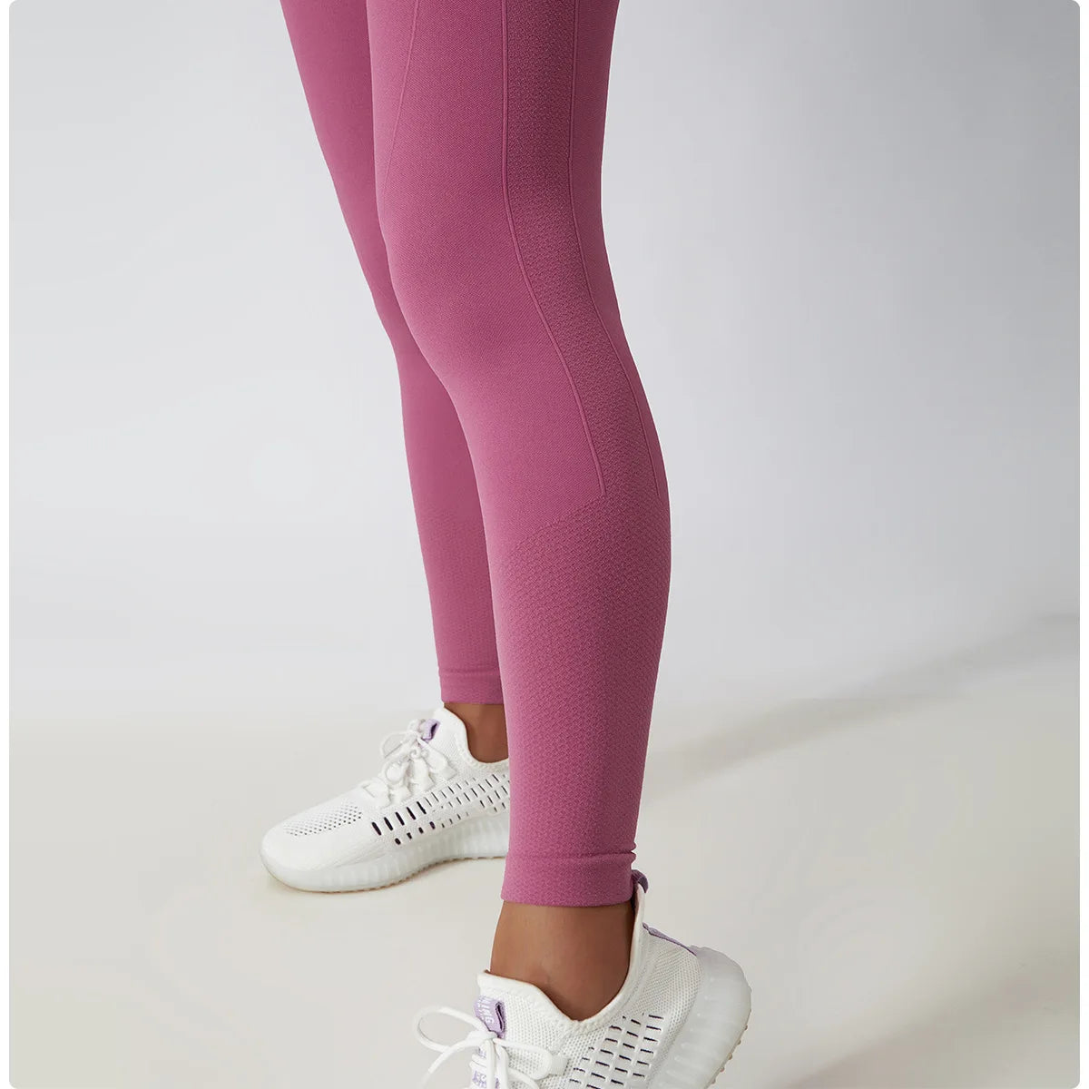 Solid Color Ribbed Seamless Yoga Pants High Waist Gym Leggings Sport Women Fitness Female Legging Tummy Control Running Tights