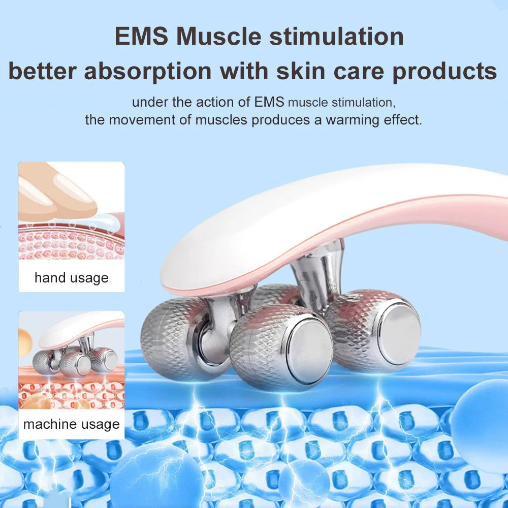 EMS Face Lifting Roller Y Shape Electric Facial Lift Up Massager Eye Massage Instrument with Heat Vibration Home Use Beauty Tool