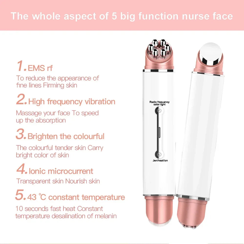 EMS Face Lifting Roller Y Shape Electric Facial Lift Up Massager Eye Massage Instrument with Heat Vibration Home Use Beauty Tool