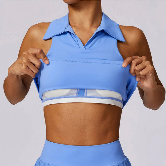 Breathable Sports Underwear Lapel Shockproof Crop Top Anti-sweat Fitness Top Women Yoga Bra Push Up Sport Top Gym Workout Top