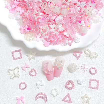 50pcs 3D Kawaii Pink Nail Art Charms