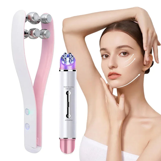 EMS Face Lifting Roller Y Shape Electric Facial Lift Up Massager Eye Massage Instrument with Heat Vibration Home Use Beauty Tool