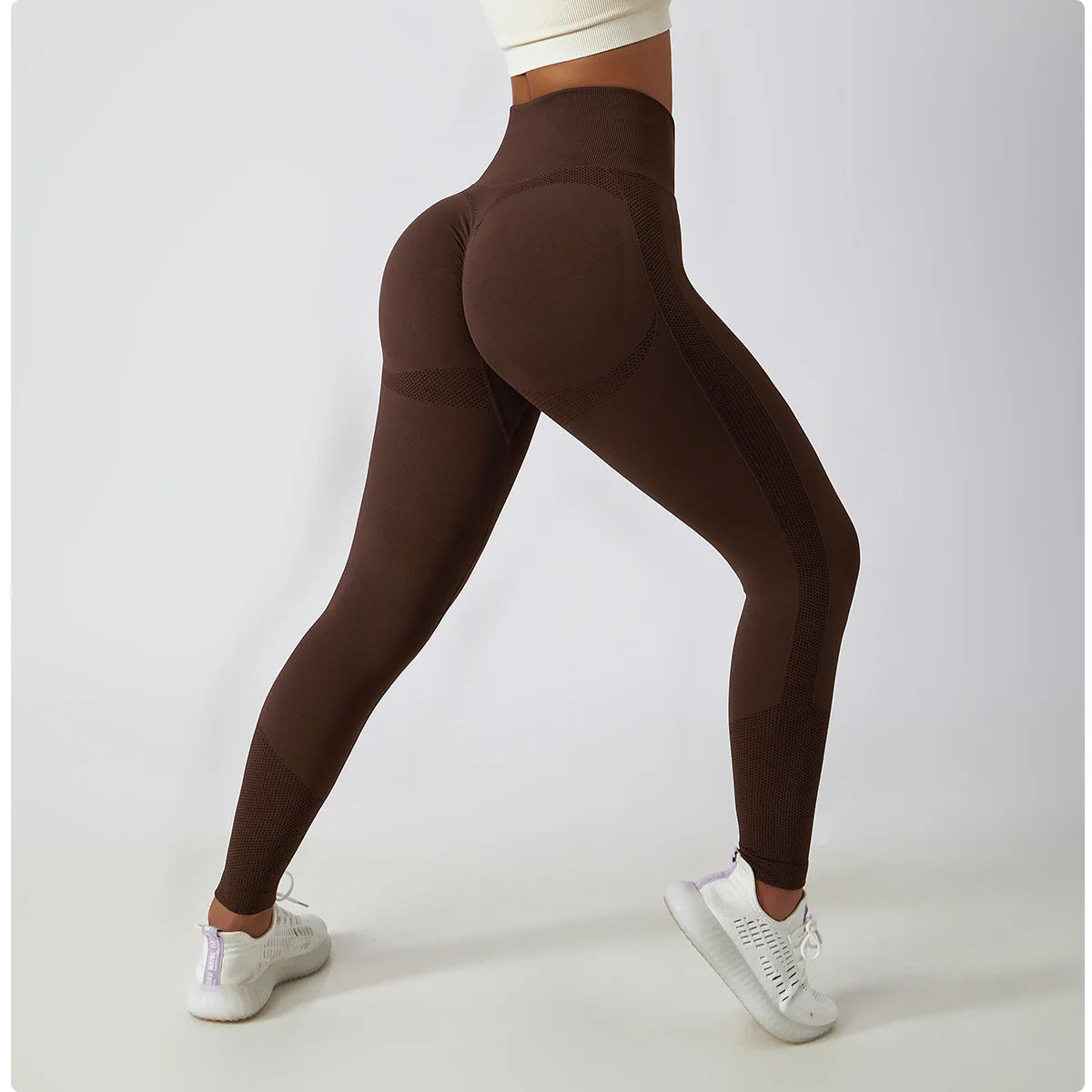 Solid Color Ribbed Seamless Yoga Pants High Waist Gym Leggings Sport Women Fitness Female Legging Tummy Control Running Tights