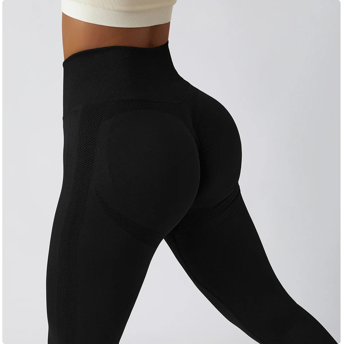 Solid Color Ribbed Seamless Yoga Pants High Waist Gym Leggings Sport Women Fitness Female Legging Tummy Control Running Tights