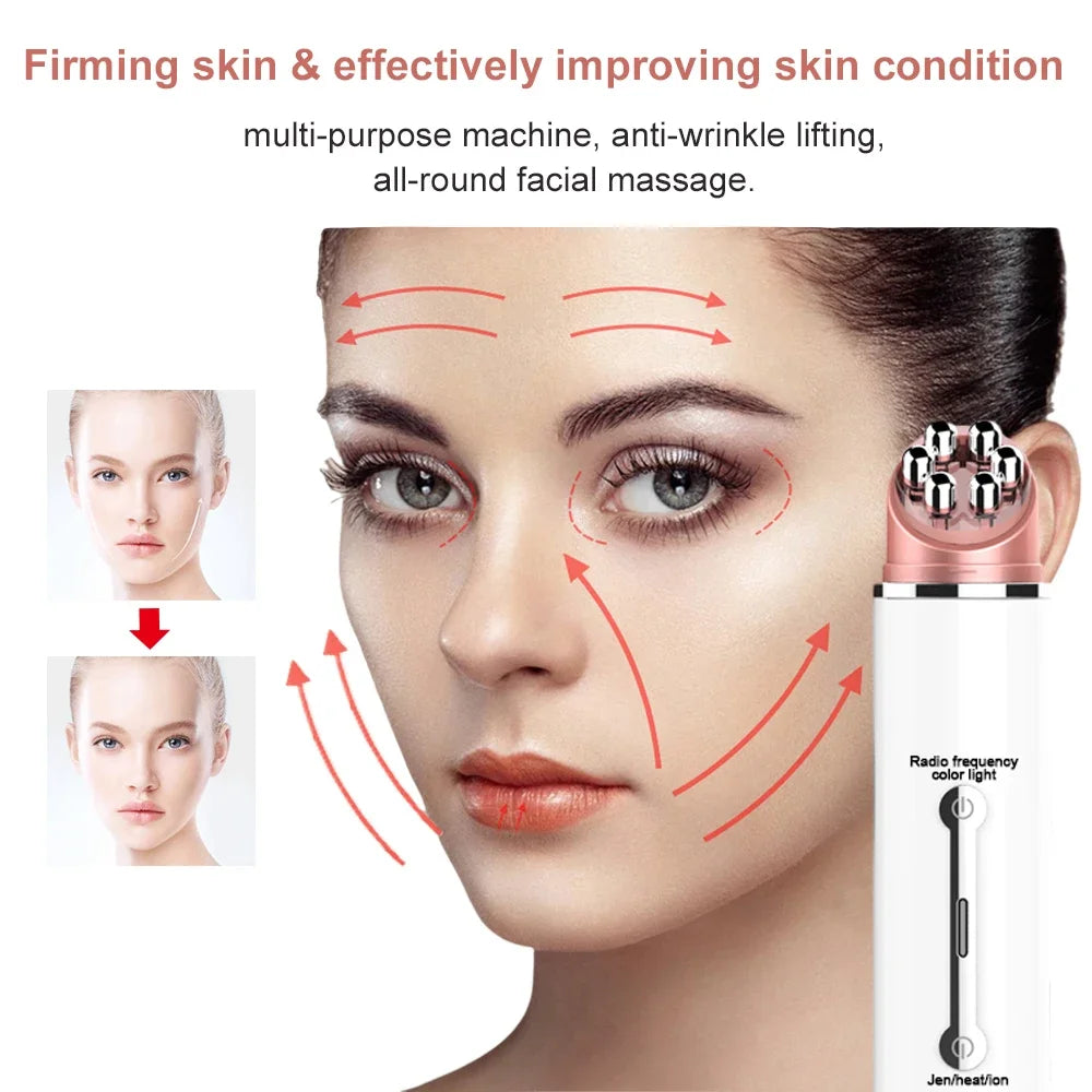 EMS Face Lifting Roller Y Shape Electric Facial Lift Up Massager Eye Massage Instrument with Heat Vibration Home Use Beauty Tool