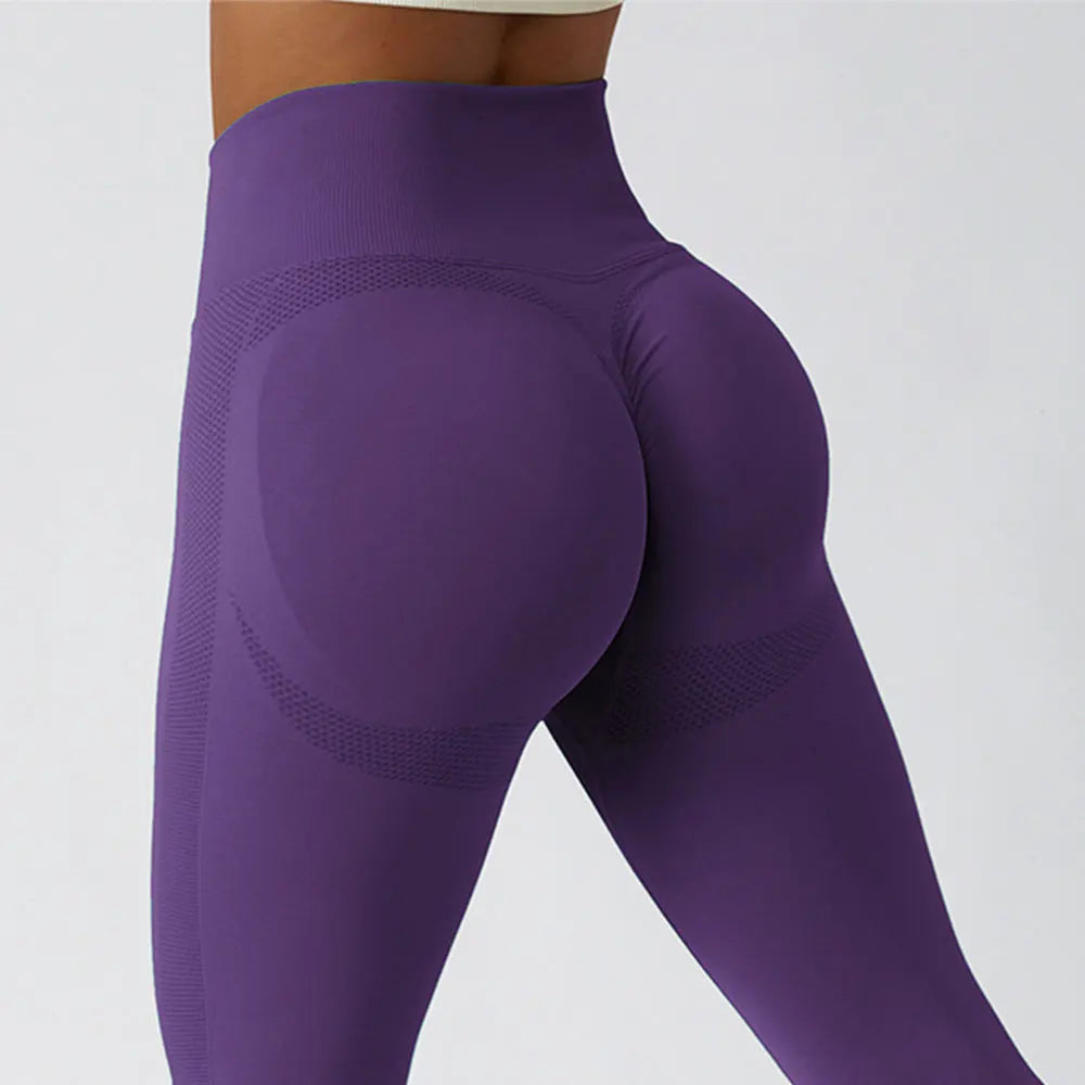 Solid Color Ribbed Seamless Yoga Pants High Waist Gym Leggings Sport Women Fitness Female Legging Tummy Control Running Tights