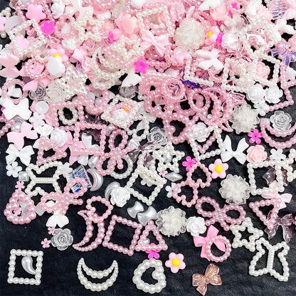 50pcs 3D Kawaii Pink Nail Art Charms