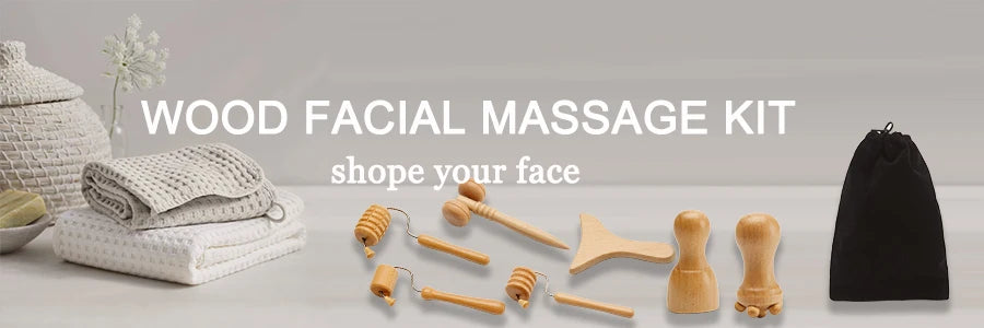 Face Massager Maderoterapia Face Roller Mini Wood Therapy Face Slimming Gua Sha Scraper Facial Lifting Wrinkle Remover