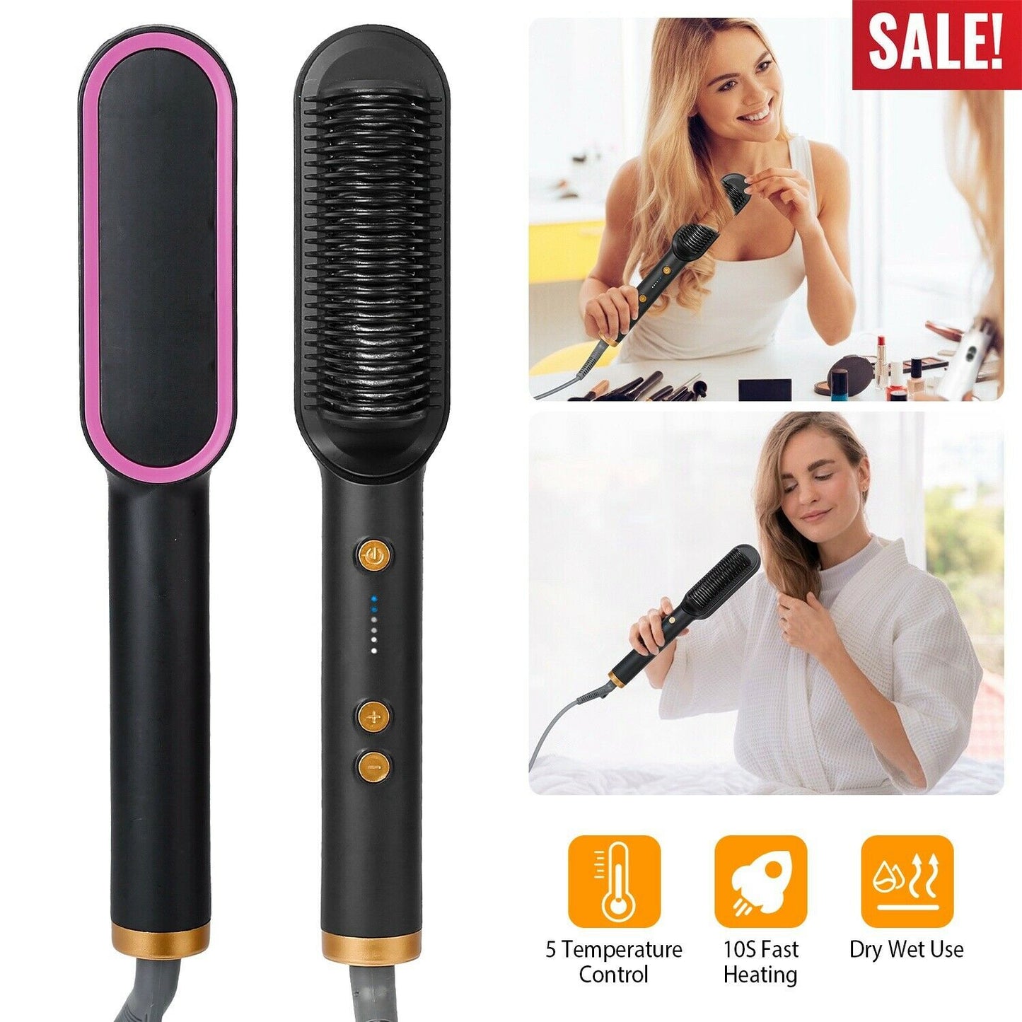 2 in 1 Hair Straightener Brush 🌡️🔥💁‍♀️